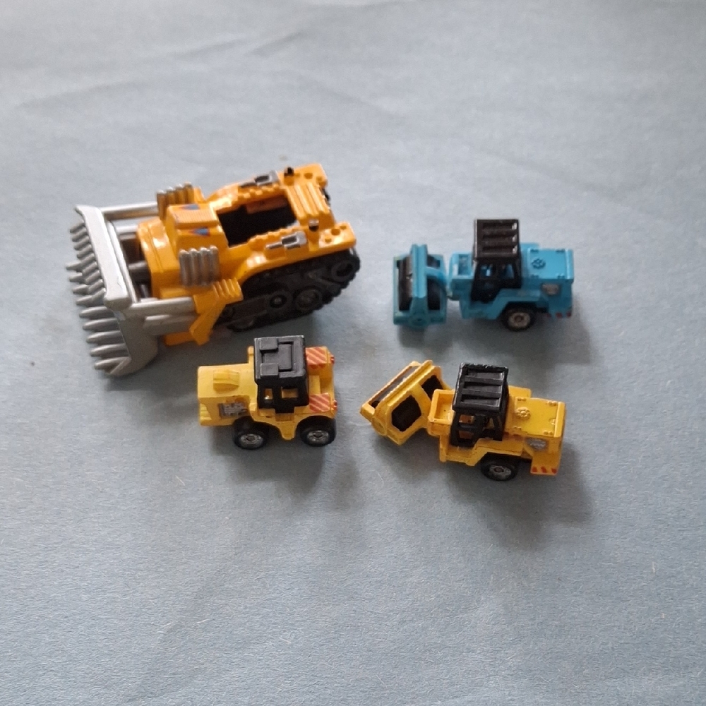Yellow and Blue Toy Construction Vehicles Set